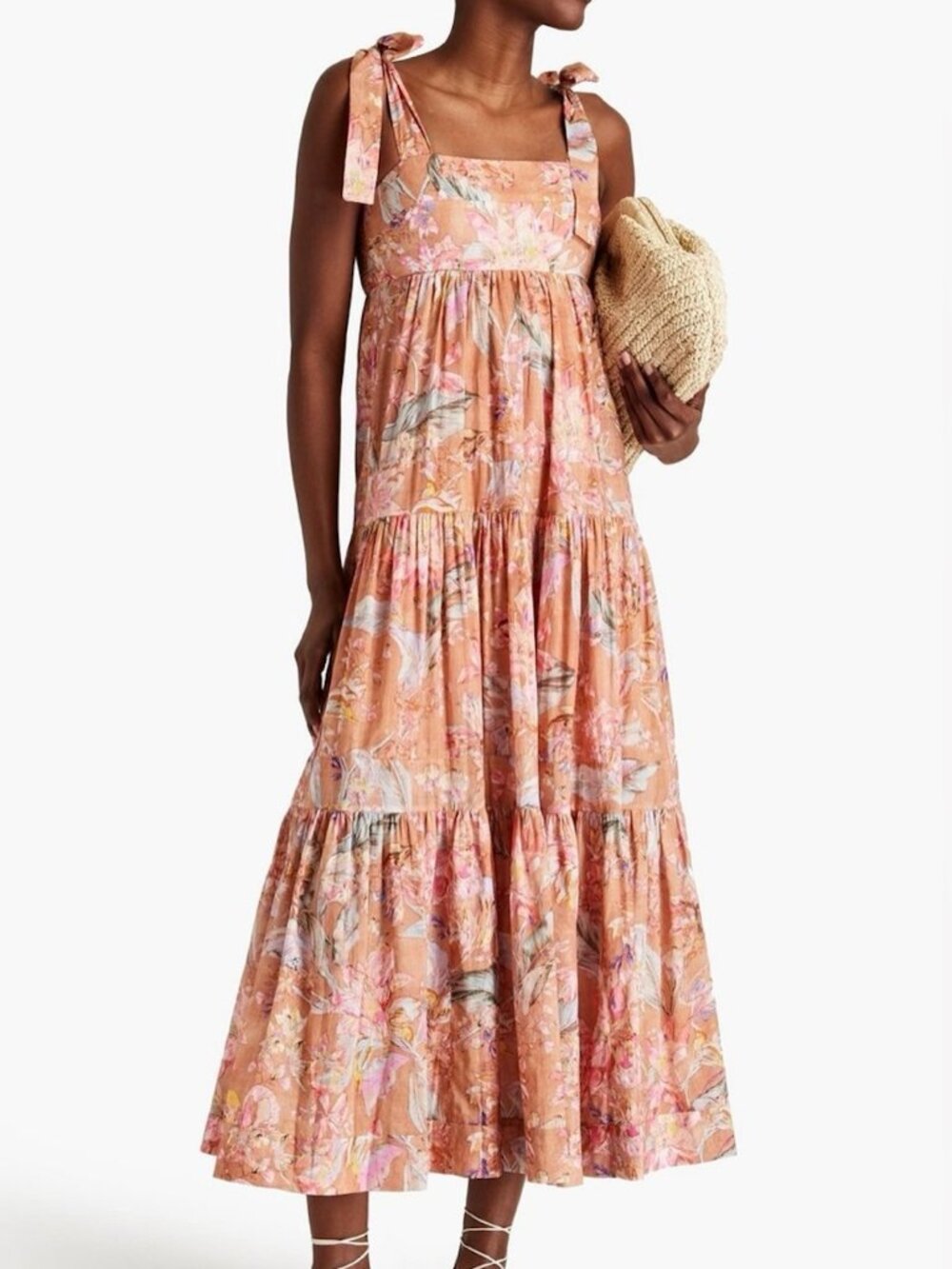 Zimmermann Cira Tie Shoulder Midi Dress